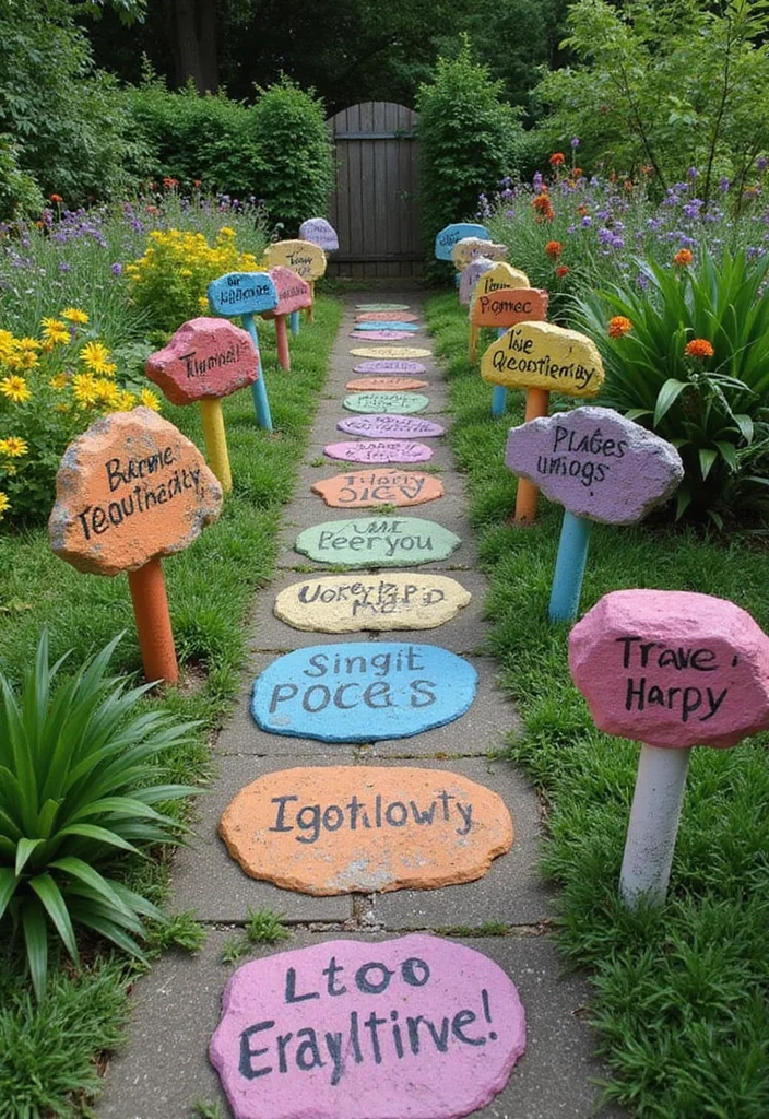 Yard Decor DIY Outdoor Projects: An Inspiring Guide with 20 Creative Outdoor Ideas - 15. Creative Stone Path Markers