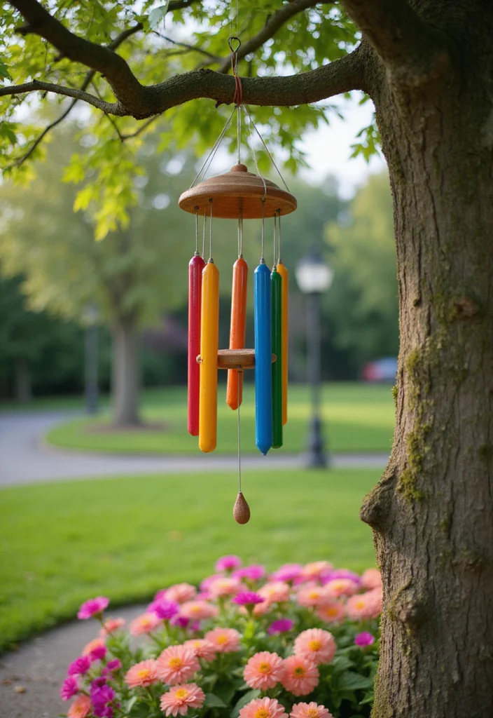 Yard Decor DIY Outdoor Projects: An Inspiring Guide with 20 Creative Outdoor Ideas - 6. Colorful Wind Chimes