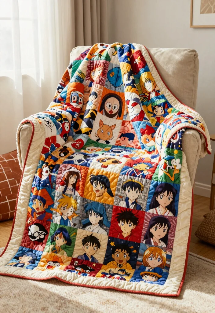 Anime Room Decor DIY: Best Blog Guide Featuring 20 Fan-Inspired Designs - 8. Anime Quilt or Throw 1