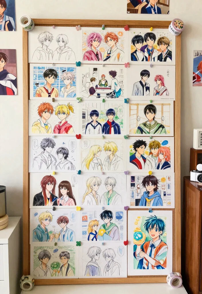 Anime Room Decor DIY: Best Blog Guide Featuring 20 Fan-Inspired Designs - 9. Fan Art Display Boards 1