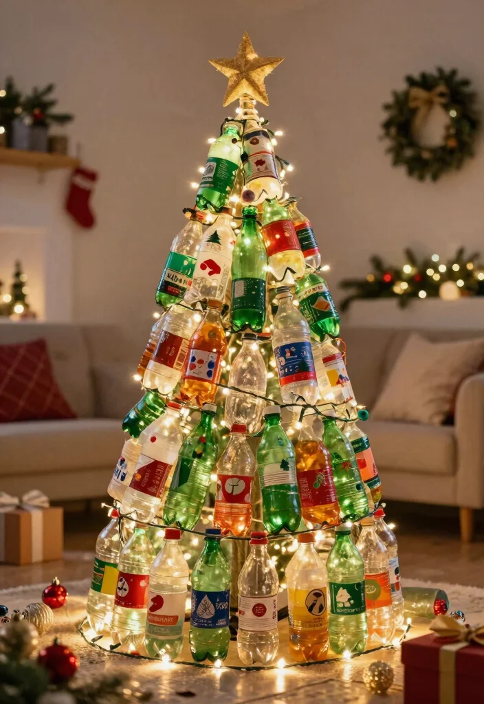 Christmas Decor Ideas DIY Crafts: Best Blog Guide with 18 Handmade Holiday Projects - 12. Recycled Bottle Christmas Tree 1