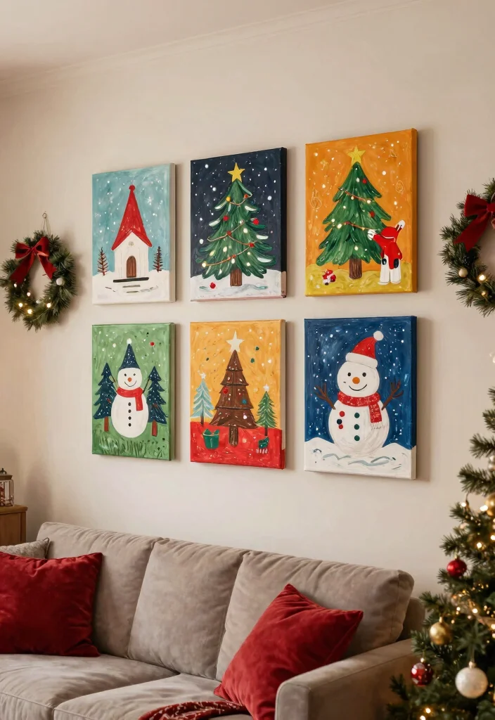 Christmas Dollar Tree DIY Decor: Best Blog Guide Featuring 20 Festive Budget Projects - 20. Holiday-Themed Wall Art 1