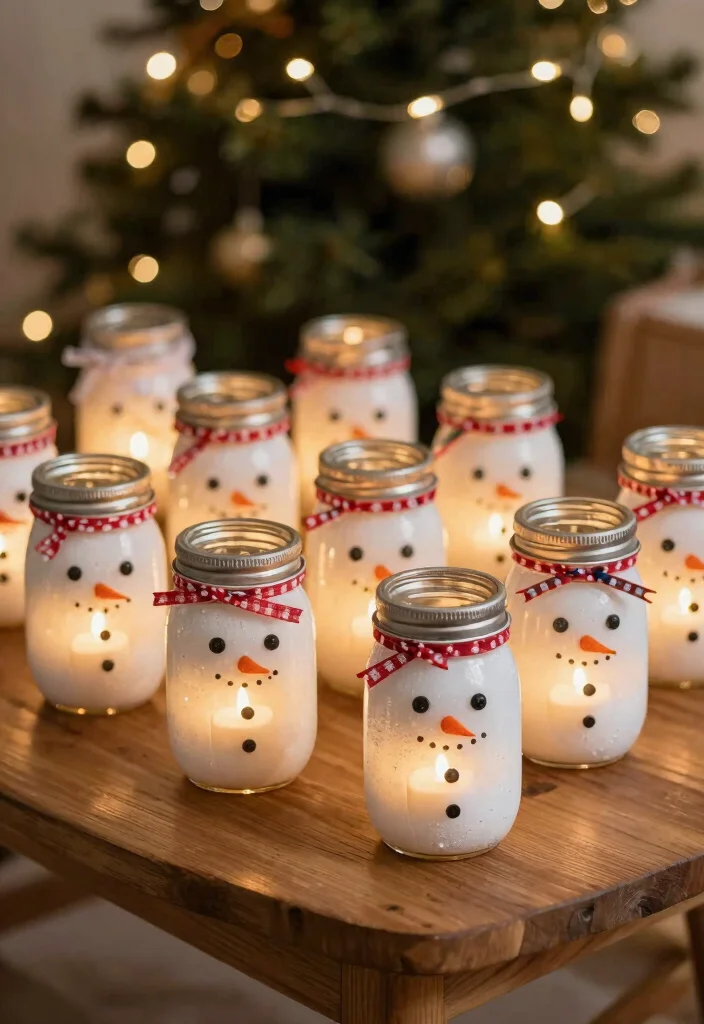 Christmas Dollar Tree DIY Decor: Best Blog Guide Featuring 20 Festive Budget Projects - 3. Snowman Mason Jar Craft 1
