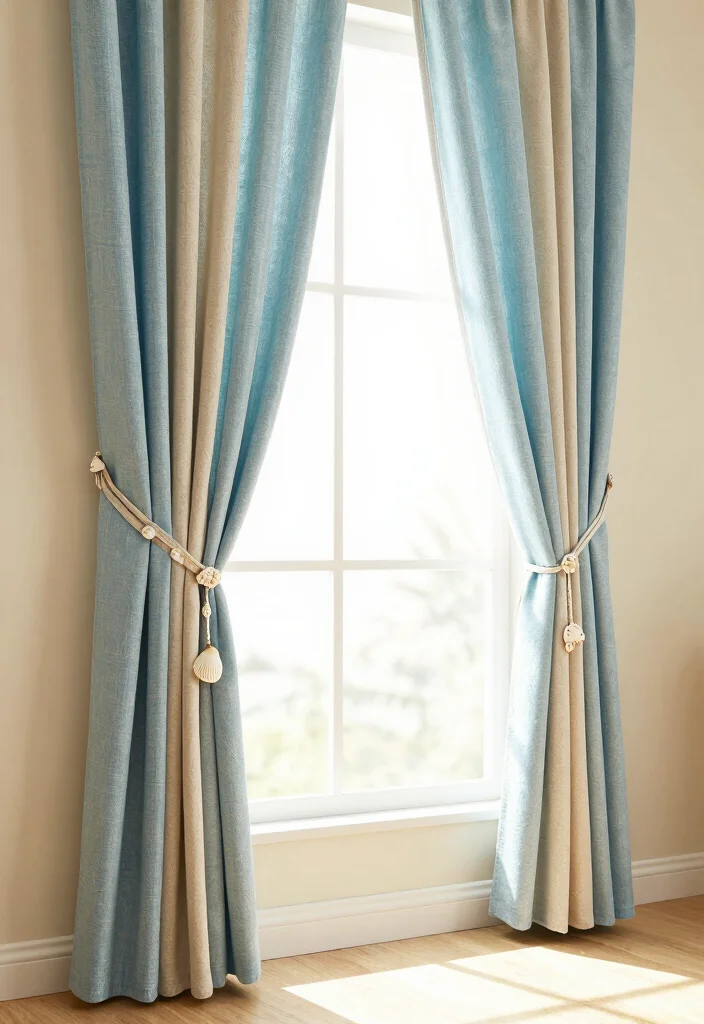 DIY Beachy Room Decor: Best Blog Guide with 18 Light Coastal Vibes - 17. Colorful Ocean-Inspired Curtain Ties 1