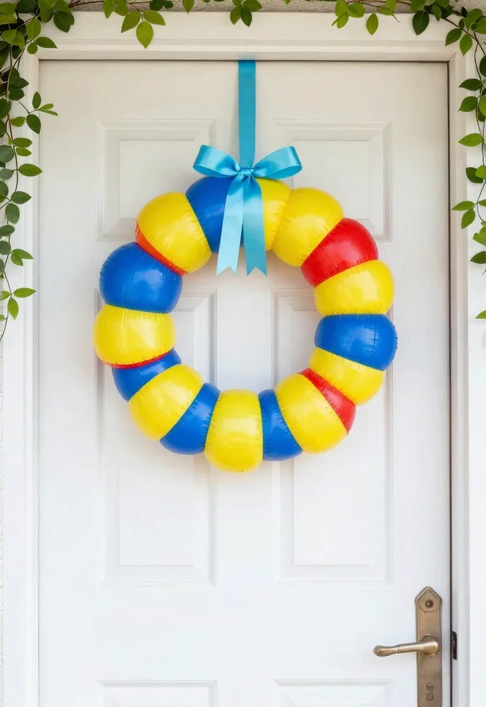 DIY Beachy Room Decor: Best Blog Guide with 18 Light Coastal Vibes - 2. Beach Ball Wreath 1