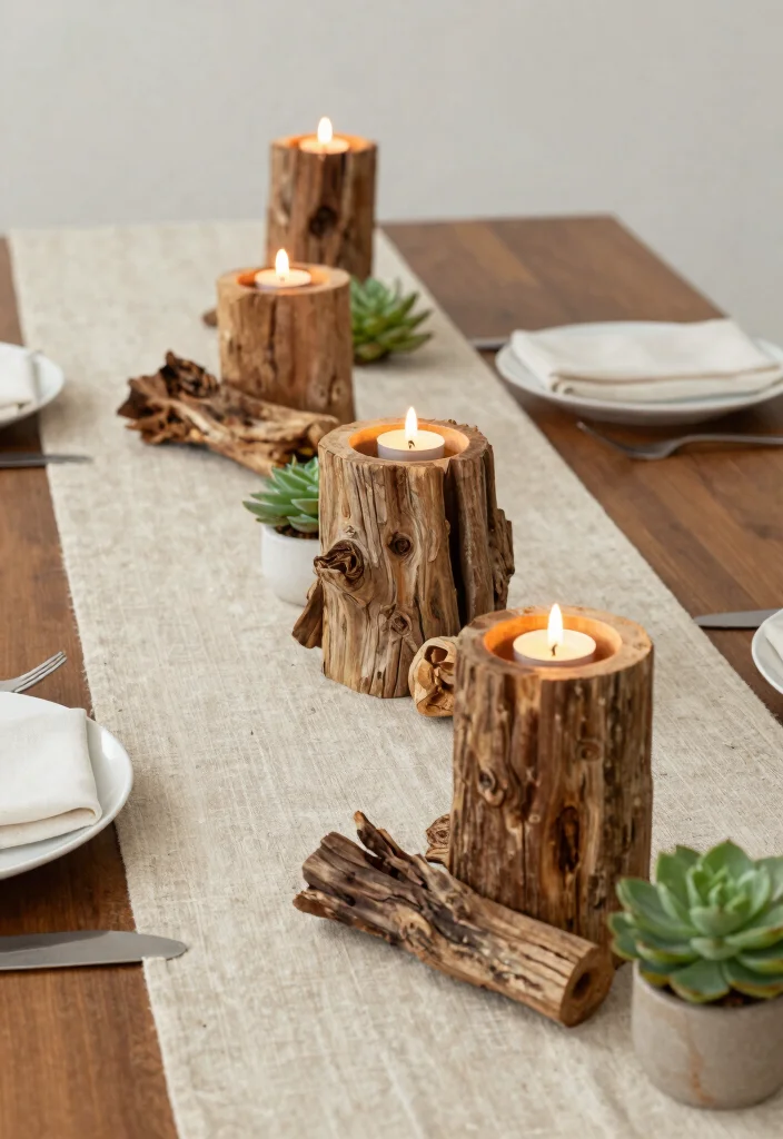 DIY Beachy Room Decor: Best Blog Guide with 18 Light Coastal Vibes - 4. Driftwood Candle Holders 1