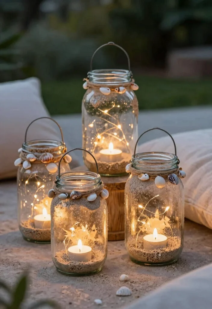 DIY Beachy Room Decor: Best Blog Guide with 18 Light Coastal Vibes - 8. Upcycled Glass Jar Lanterns 1