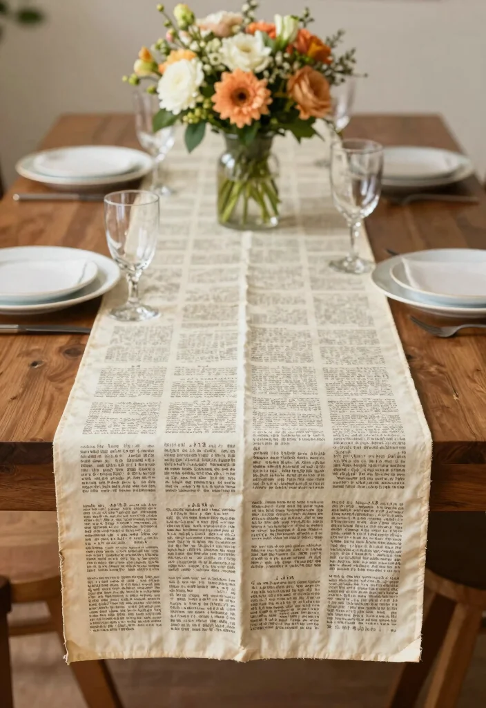 DIY Book Decor Ideas: Best Blog Guide with 18 Literary Styling Concepts - 18. Book Page Table Runner 1
