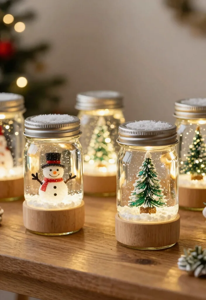 DIY Christmas Home Decor: Best Blog Guide Featuring 20 Cozy Holiday Designs - 10. Snowy Mason Jar Snow Globes 1