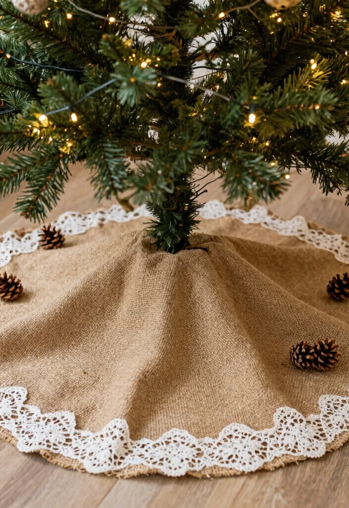 DIY Christmas Home Decor: Best Blog Guide Featuring 20 Cozy Holiday Designs - 12. Rustic Christmas Tree Skirt 1