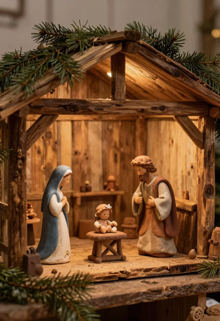 DIY Christmas Home Decor: Best Blog Guide Featuring 20 Cozy Holiday Designs - 15. Farmhouse Style Nativity Scene 1