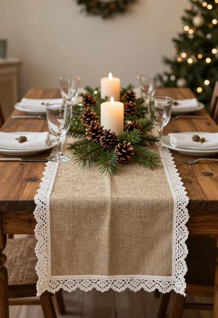 DIY Christmas Home Decor: Best Blog Guide Featuring 20 Cozy Holiday Designs - 17. Rustic Holiday Table Runner 1