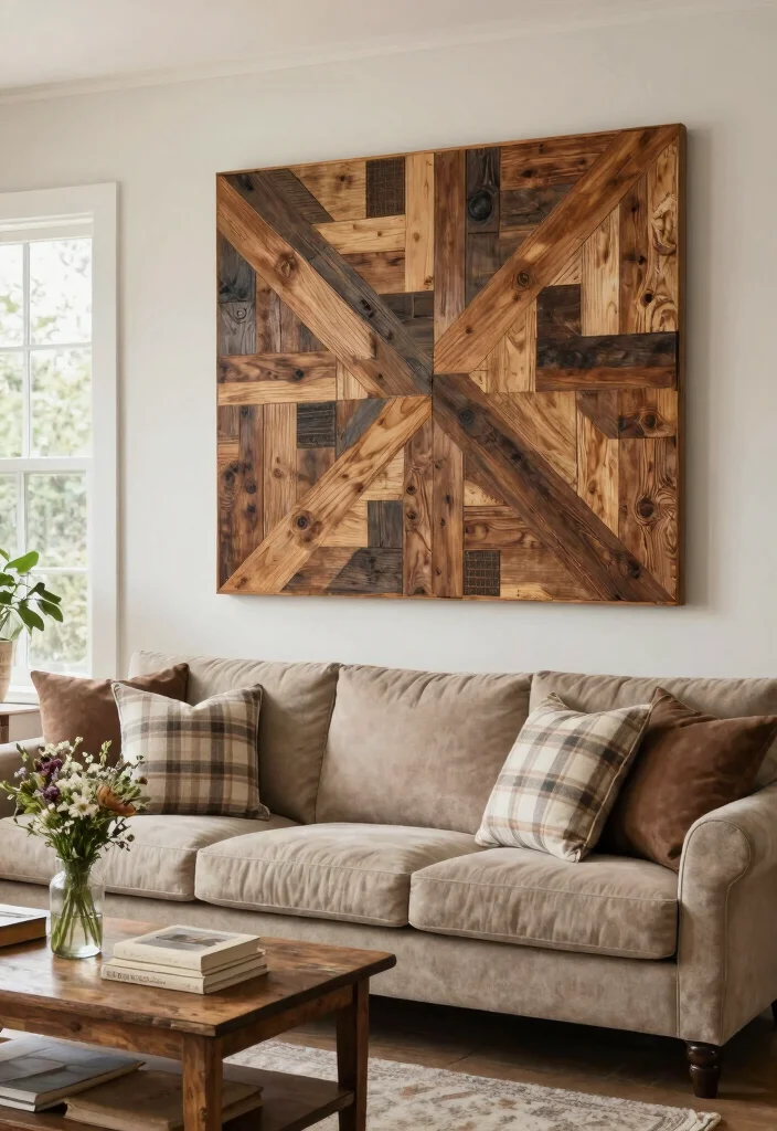 DIY Country Home Decor: Best Blog Guide Featuring 20 Rustic Styling Ideas - 1. Reclaimed Wood Wall Art 1