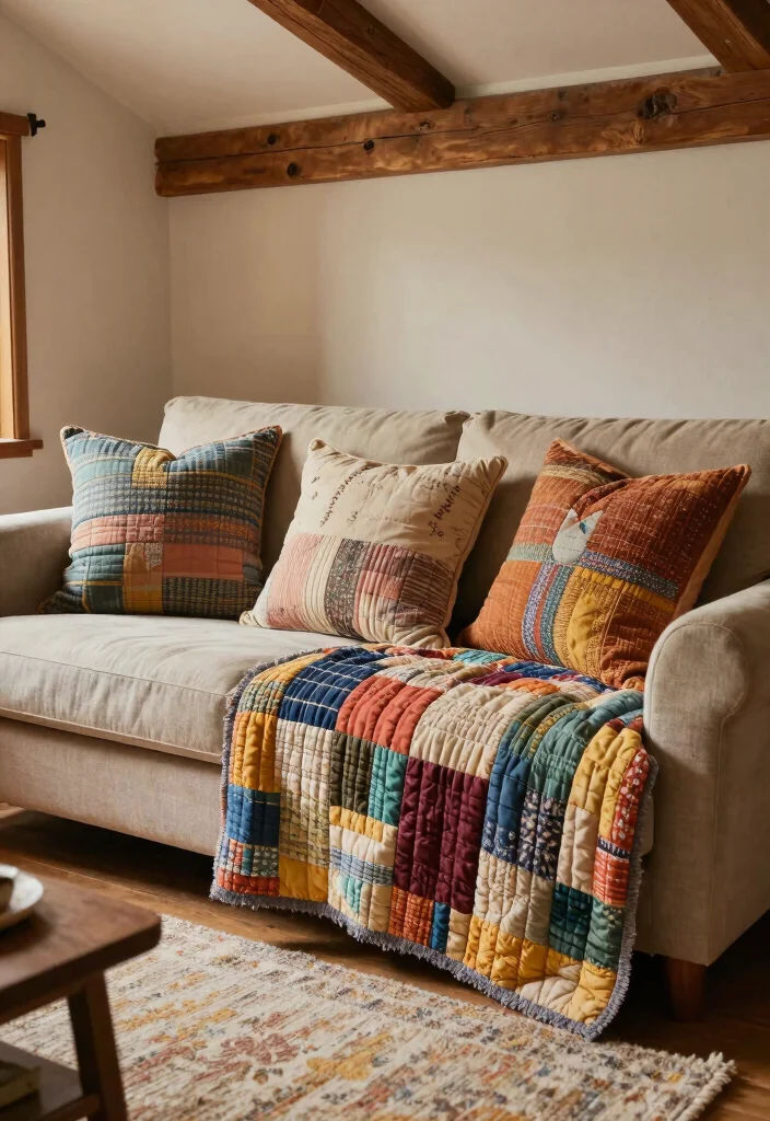 DIY Country Home Decor: Best Blog Guide Featuring 20 Rustic Styling Ideas - 11. Quilted Throw Pillows 1