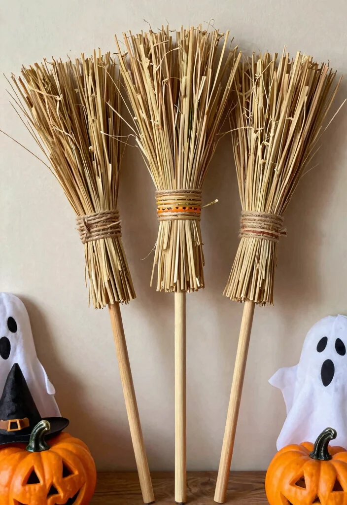 DIY Dollar Tree Halloween Decor: Best Blog Guide Featuring 20 Spooky Budget Projects - 10. Witch’s Broomsticks 1