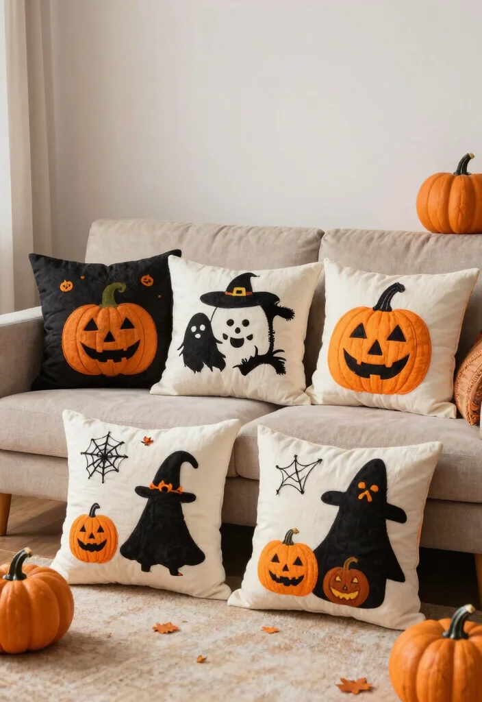 DIY Dollar Tree Halloween Decor: Best Blog Guide Featuring 20 Spooky Budget Projects - 14. Halloween-Themed Pillow Covers 1