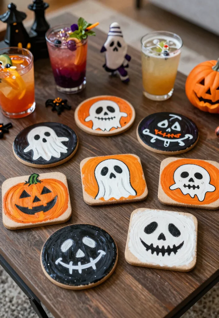 DIY Dollar Tree Halloween Decor: Best Blog Guide Featuring 20 Spooky Budget Projects - 15. Halloween-Themed Coasters 1