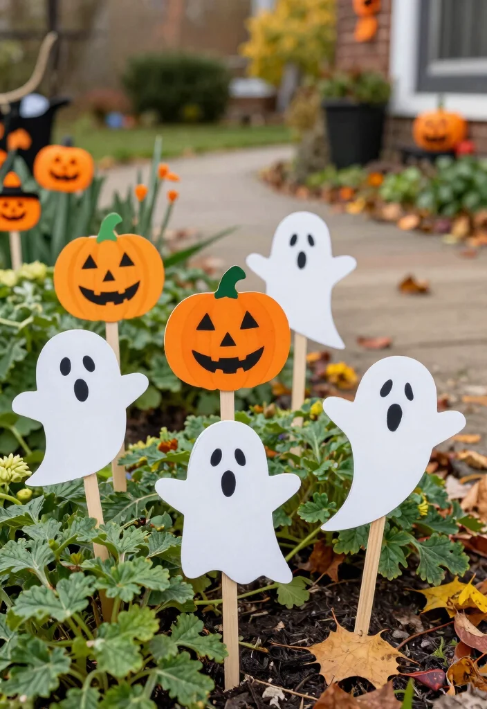 DIY Dollar Tree Halloween Decor: Best Blog Guide Featuring 20 Spooky Budget Projects - 17. Halloween-Themed Garden Stakes 1