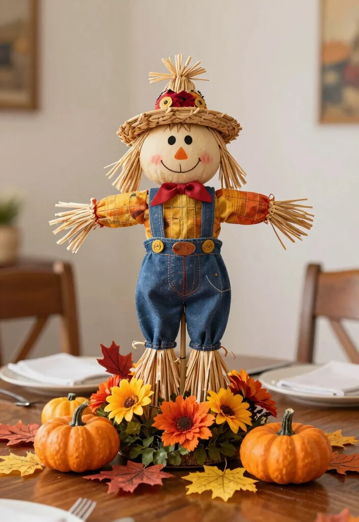 DIY Dollar Tree Halloween Decor: Best Blog Guide Featuring 20 Spooky Budget Projects - 9. Scarecrow Table Decor 1