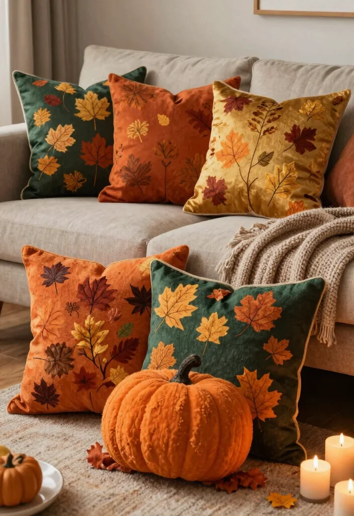 DIY Fall Decor Indoor: Best Blog Guide Featuring 20 Warm Seasonal Touches - 13. Autumn-themed Throw Pillows 1