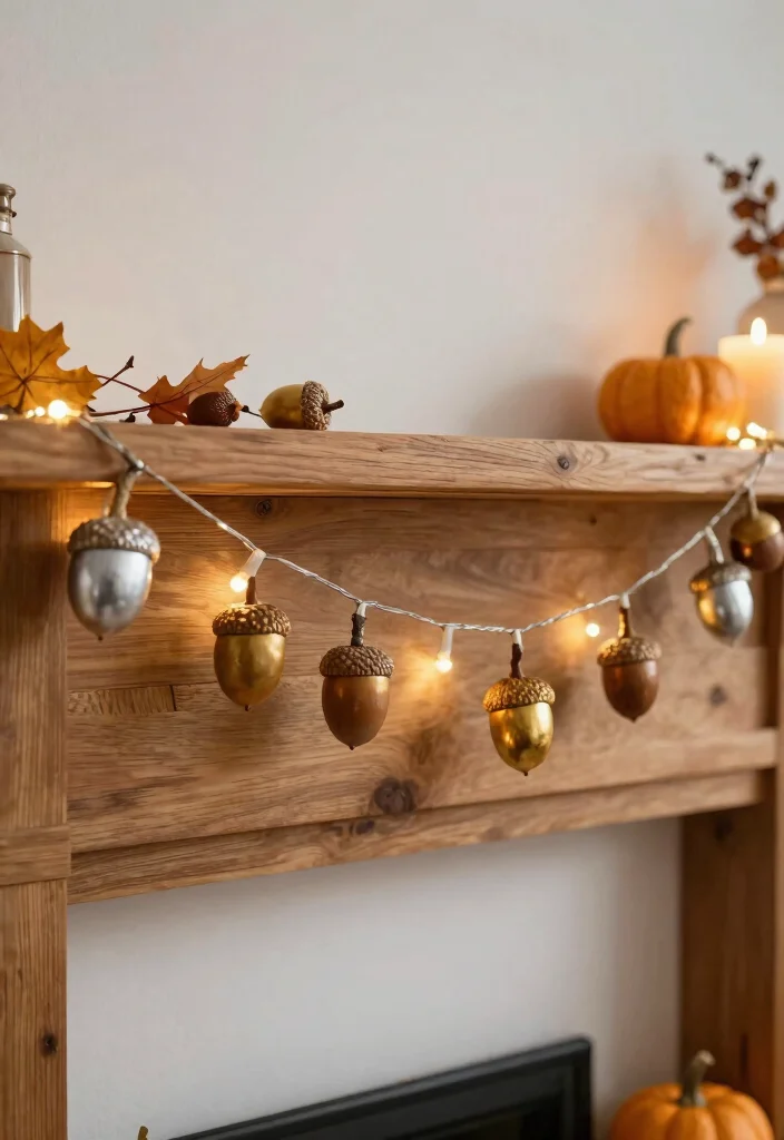 DIY Fall Decor Indoor: Best Blog Guide Featuring 20 Warm Seasonal Touches - 5. Acorn Garland 1