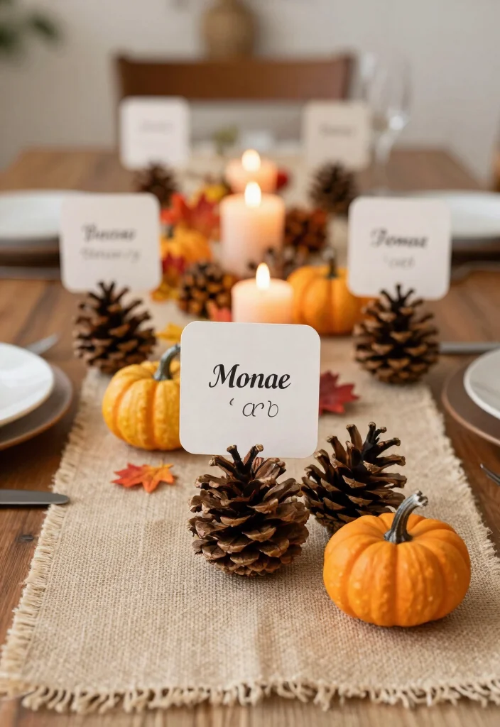 DIY Fall Decor Indoor: Best Blog Guide Featuring 20 Warm Seasonal Touches - 7. Pinecone Place Card Holders 1