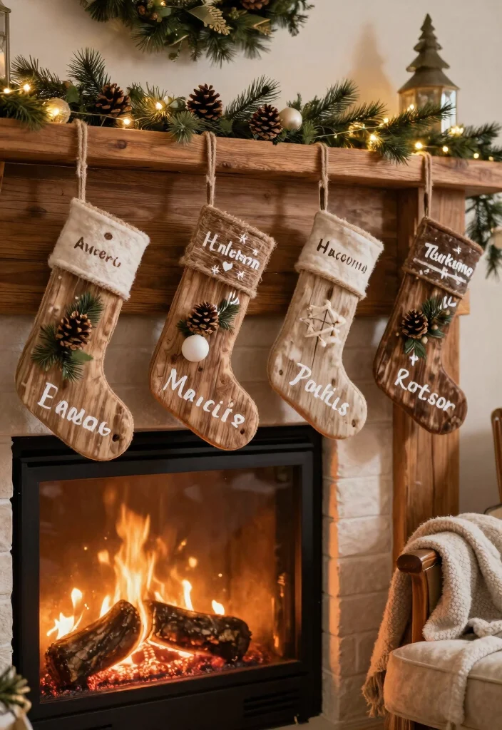 DIY Fireplace Christmas Decor: Best Blog Guide Featuring 20 Cozy Holiday Accents - 1. Rustic Wooden Stockings 1