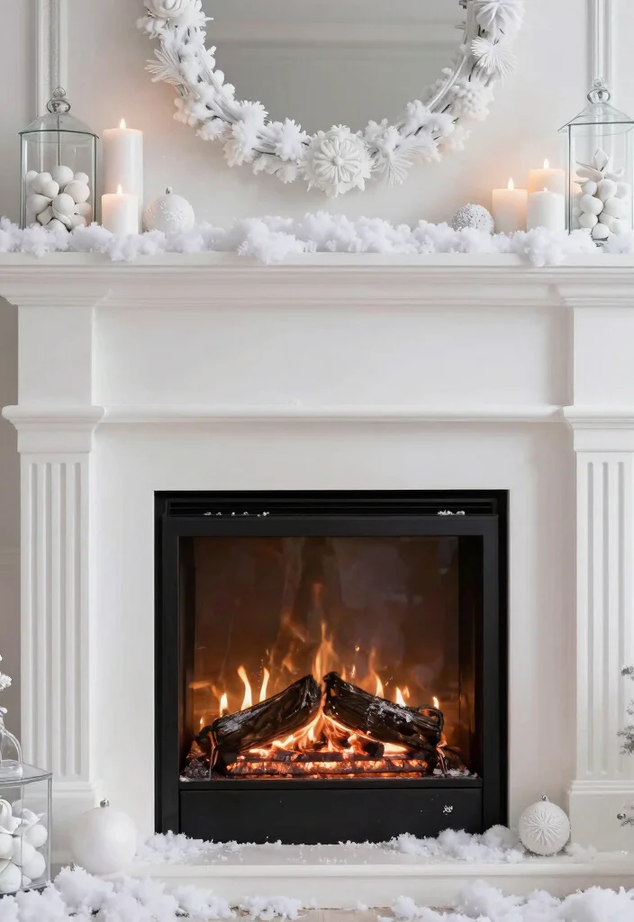 DIY Fireplace Christmas Decor: Best Blog Guide Featuring 20 Cozy Holiday Accents - 15. Snowy White Decor 1