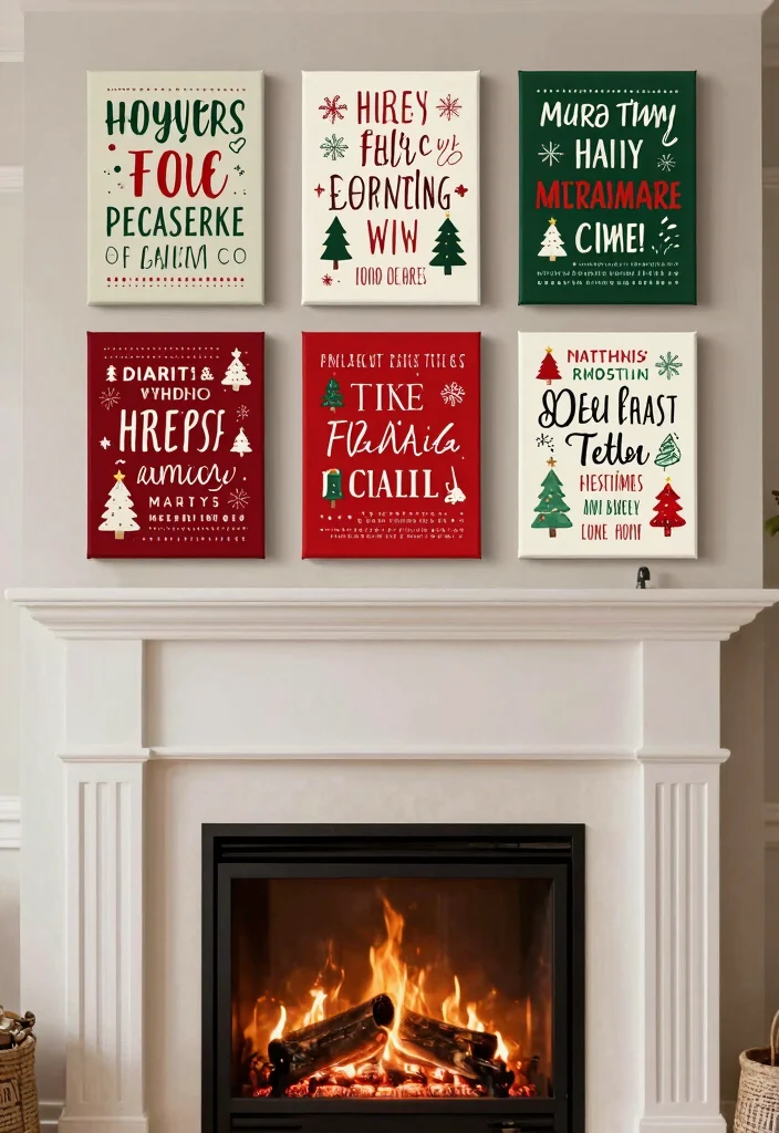 DIY Fireplace Christmas Decor: Best Blog Guide Featuring 20 Cozy Holiday Accents - 17. Holiday-themed Wall Art 1