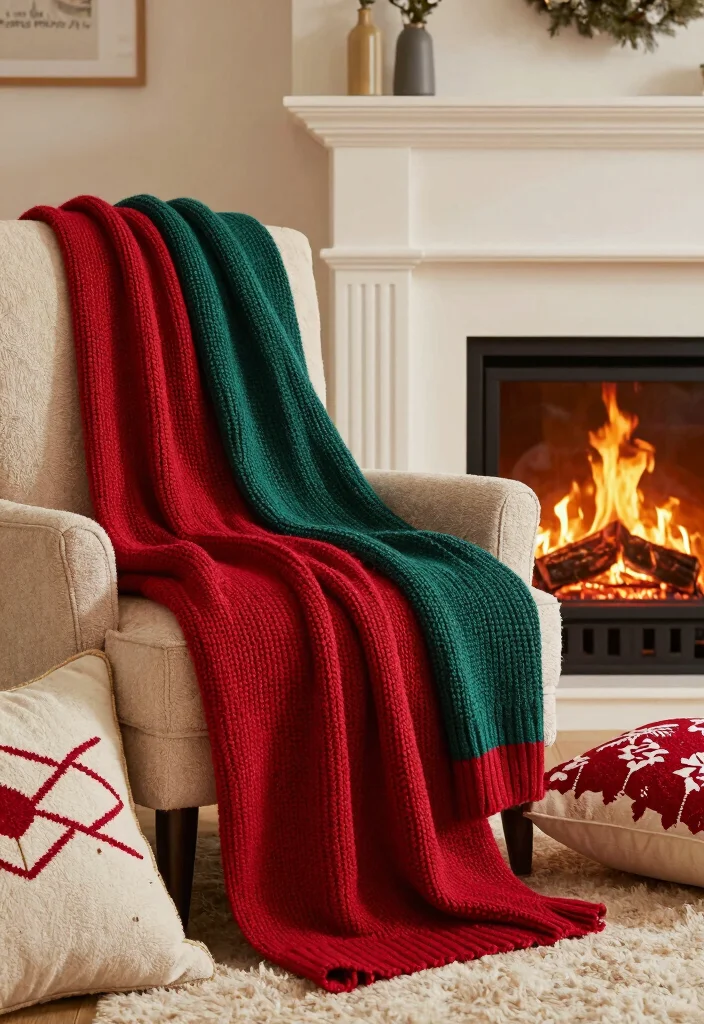 DIY Fireplace Christmas Decor: Best Blog Guide Featuring 20 Cozy Holiday Accents - 6. Cozy Knit Throws 1