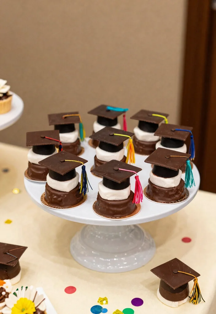 DIY Grad Party Decor: Best Blog Guide Featuring 20 Celebration-Ready Ideas - 5. Mini Grad Cap Treats 1