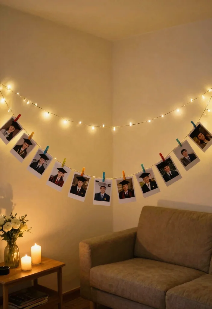 DIY Grad Party Decor: Best Blog Guide Featuring 20 Celebration-Ready Ideas - 7. Hanging Photos garland 1