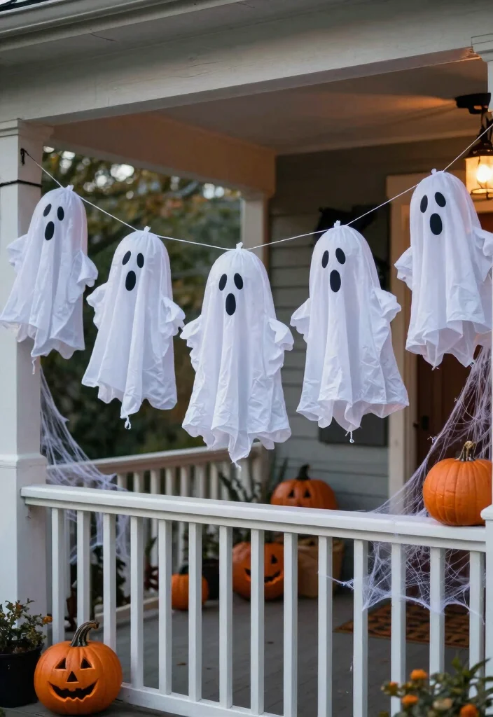 DIY Halloween Porch Decor: Best Blog Guide with 17 Spooky Outdoor Ideas - 2. Ghostly Garlands 1