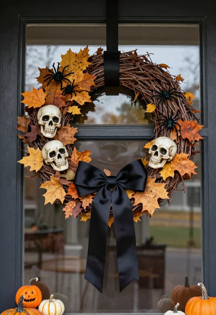 DIY Halloween Porch Decor: Best Blog Guide with 17 Spooky Outdoor Ideas - 7. Fall Wreaths with a Twist 1