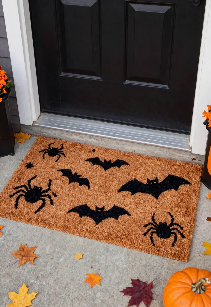 DIY Haunted Mansion Decor: Best Blog Guide Featuring 19 Gothic-Inspired Designs - 14. Frightening Floor Mats 1