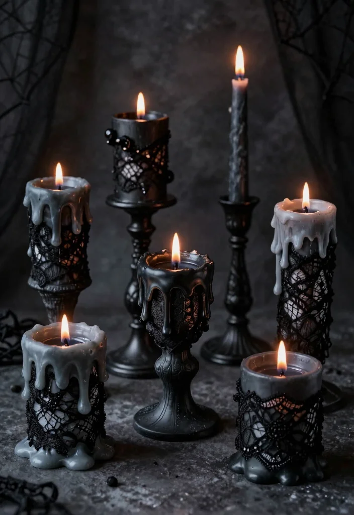 DIY Haunted Mansion Decor: Best Blog Guide Featuring 19 Gothic-Inspired Designs - 3. Creepy Candle Holders 1