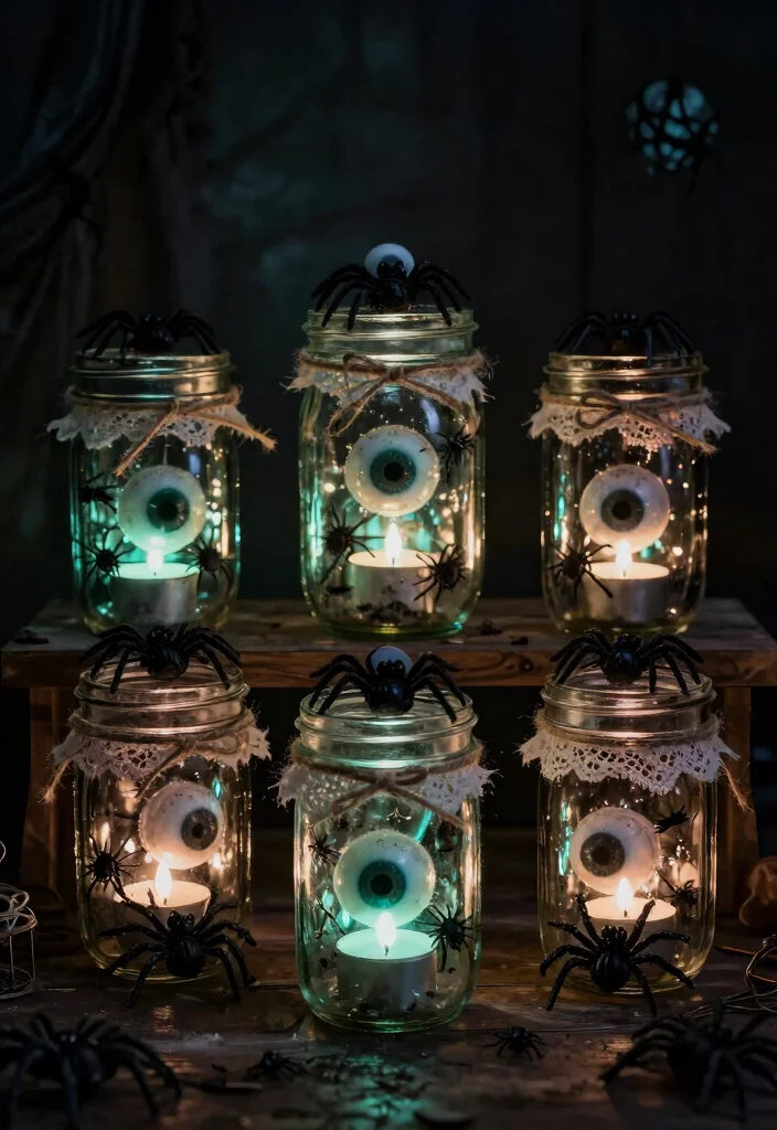 DIY Haunted Mansion Decor: Best Blog Guide Featuring 19 Gothic-Inspired Designs - 5. Macabre Mason Jars 1