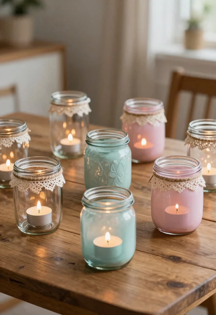 DIY Home Decor Easy Creative: Best Blog Guide with 17 Simple Yet Artistic Projects - 1. Upcycled Glass Jars as Candle Holders 1