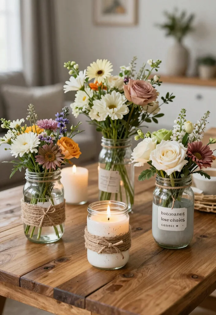 DIY Home Decor Living Room: Best Blog Guide Featuring 20 Stylish Update Ideas - 17. Upcycled Glass Jars as Decor 1