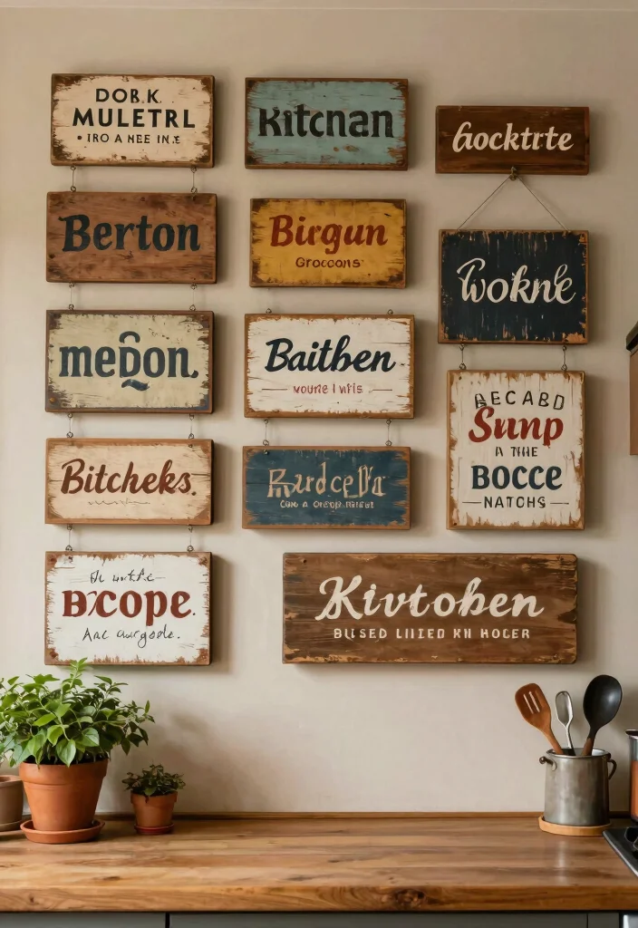 DIY Kitchen Decor Wall Art: Best Blog Guide Featuring 20 Stylish Kitchen Accents - 1. Vintage Wooden Signage 1