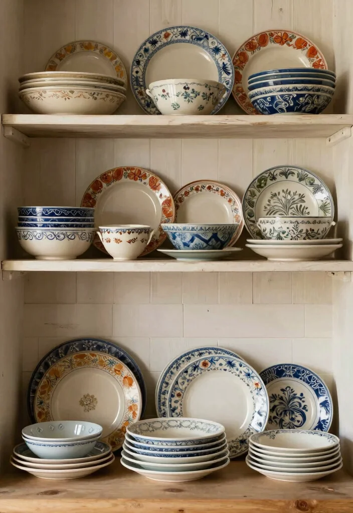 DIY Kitchen Decor Wall Art: Best Blog Guide Featuring 20 Stylish Kitchen Accents - 11. Vintage Dish Display 1