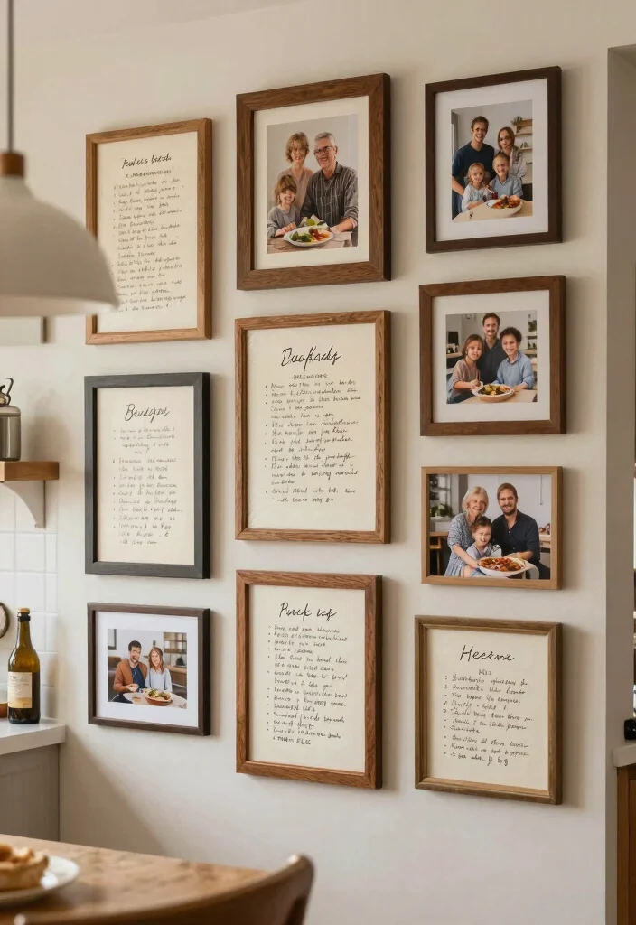 DIY Kitchen Decor Wall Art: Best Blog Guide Featuring 20 Stylish Kitchen Accents - 13. Family Recipe Wall 1