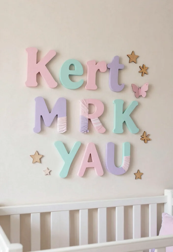 DIY Nursery Decor Girl: Best Blog Guide Featuring 20 Sweet and Soft Themes - 6. Personalized Name Wall Decor 1