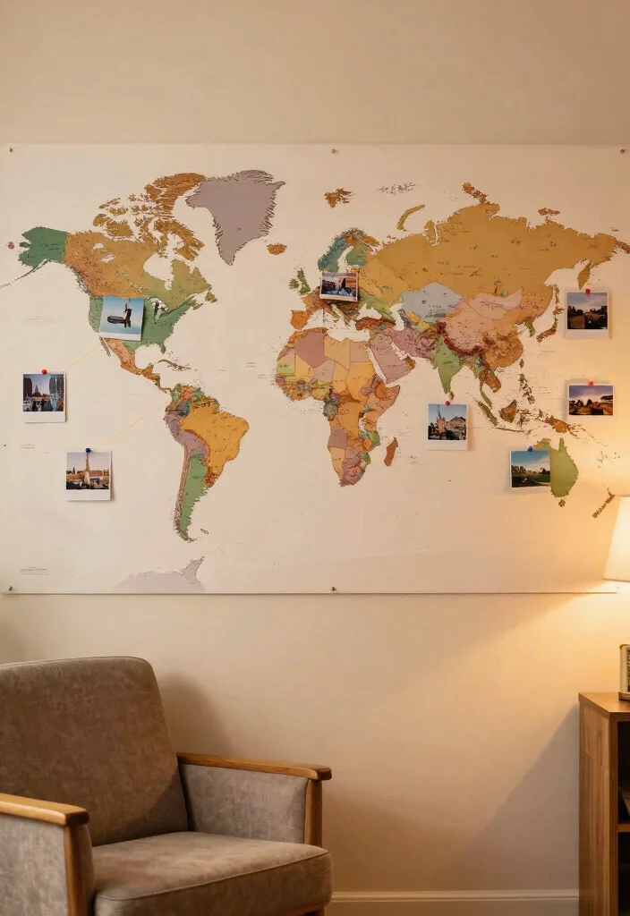 DIY Photo Wall Decor: Best Blog Guide Featuring 19 Memory-Filled Layouts - 4. Map of Memories 1