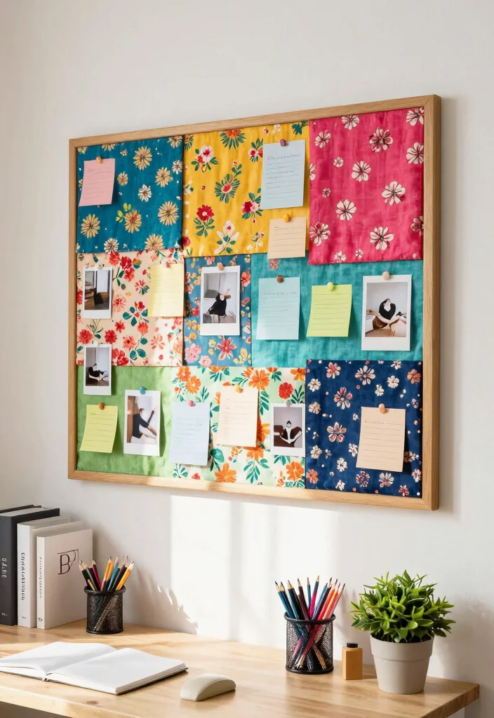 DIY Room Decor Ideas Crafts: Best Blog Guide Featuring 20 Fun Craft-Based Designs - 10. Fabric-Covered Bulletin Board 1