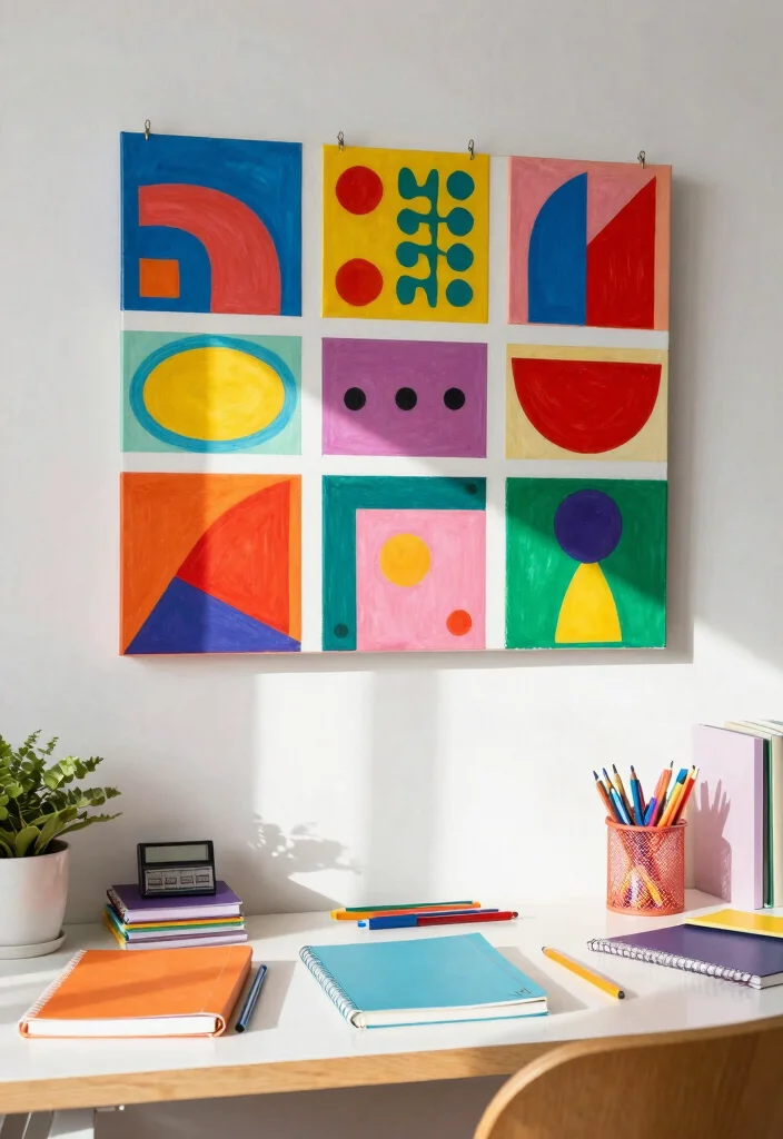 DIY Study Table Decor Ideas: Best Blog Guide with 18 Organized Styling Concepts - 2. A Pop of Color with DIY Wall Art 1