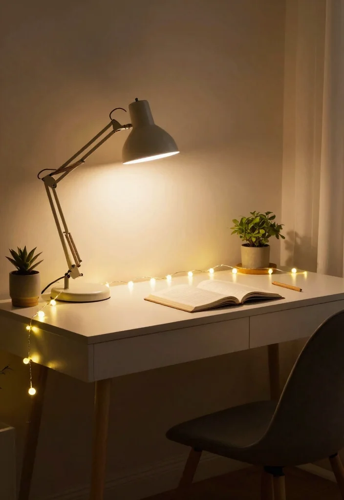 DIY Study Table Decor Ideas: Best Blog Guide with 18 Organized Styling Concepts - 9. Creative Lighting Solutions 1