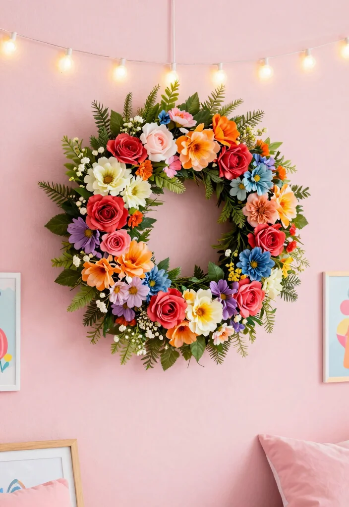 DIY Teen Bedroom Decor: Best Blog Guide Featuring 20 Trend-Forward Designs - 12. Floral Wreaths for Wall Decor 1