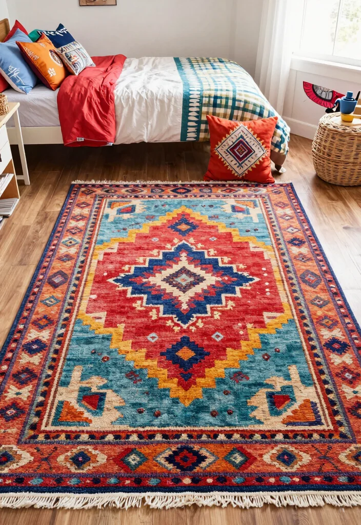 DIY Teen Bedroom Decor: Best Blog Guide Featuring 20 Trend-Forward Designs - 7. Colorful Painted Rugs 1