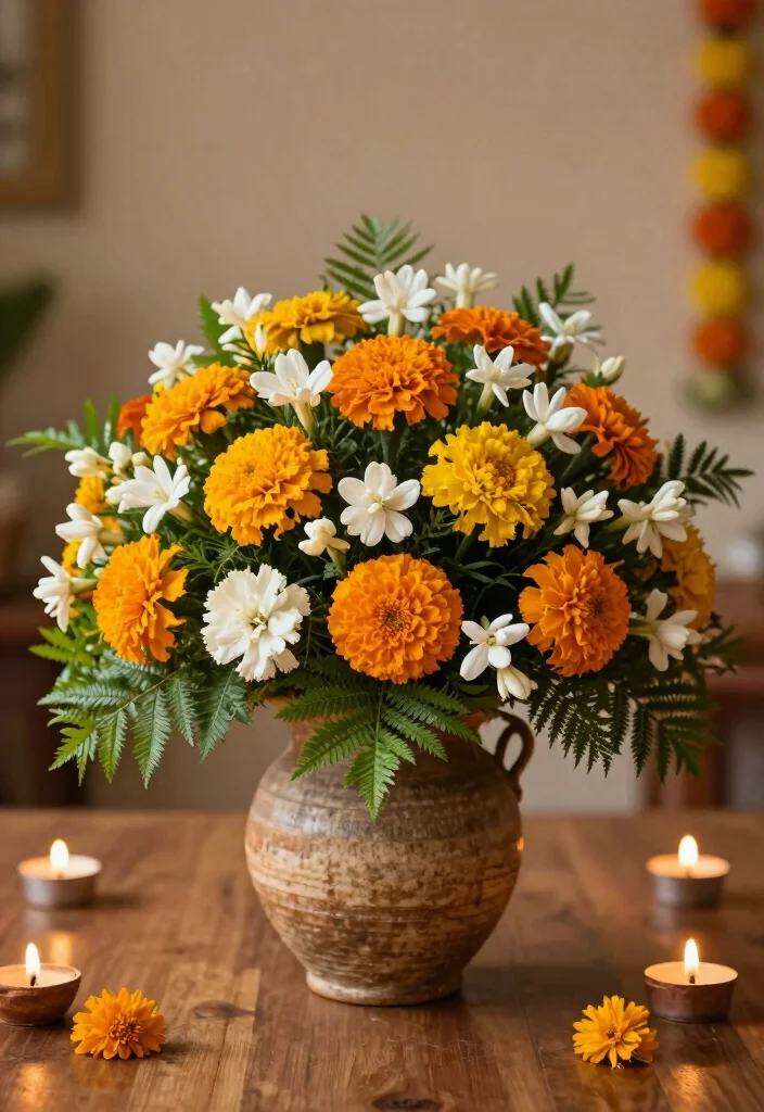 Diwali Home Decor Ideas DIY: Best Blog Guide with 18 Festive Decorating Concepts - 4. Natural Flower Arrangements 1